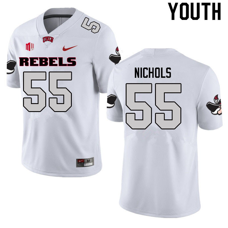 Youth #55 Preston Nichols UNLV Rebels College Football Jerseys Sale-White - Click Image to Close